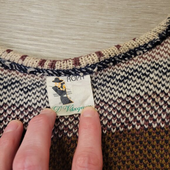 Vtg Ropa DVazquez Southwestern Knit Vest Size L Boho Style Wool Blend - Picture 4 of 7